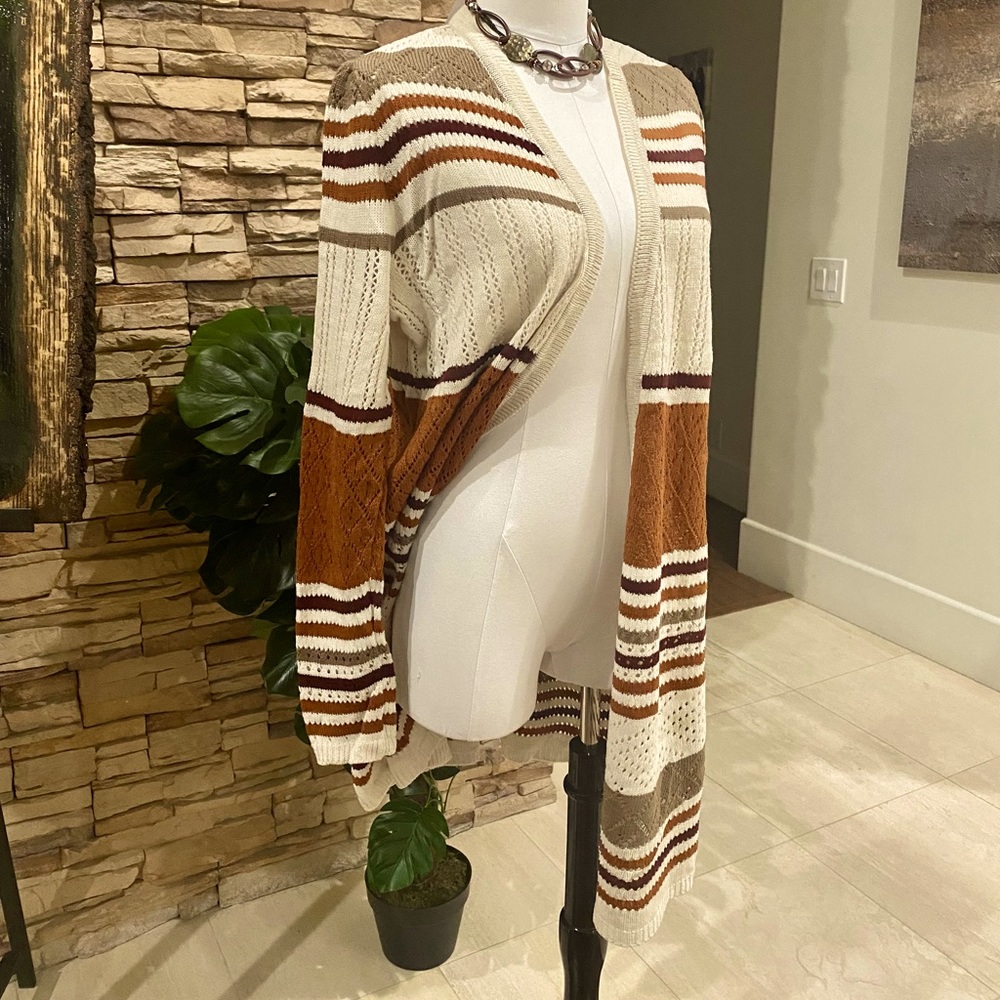 🥳HP🎉 Striped Pointelle Cardigan Sweater
